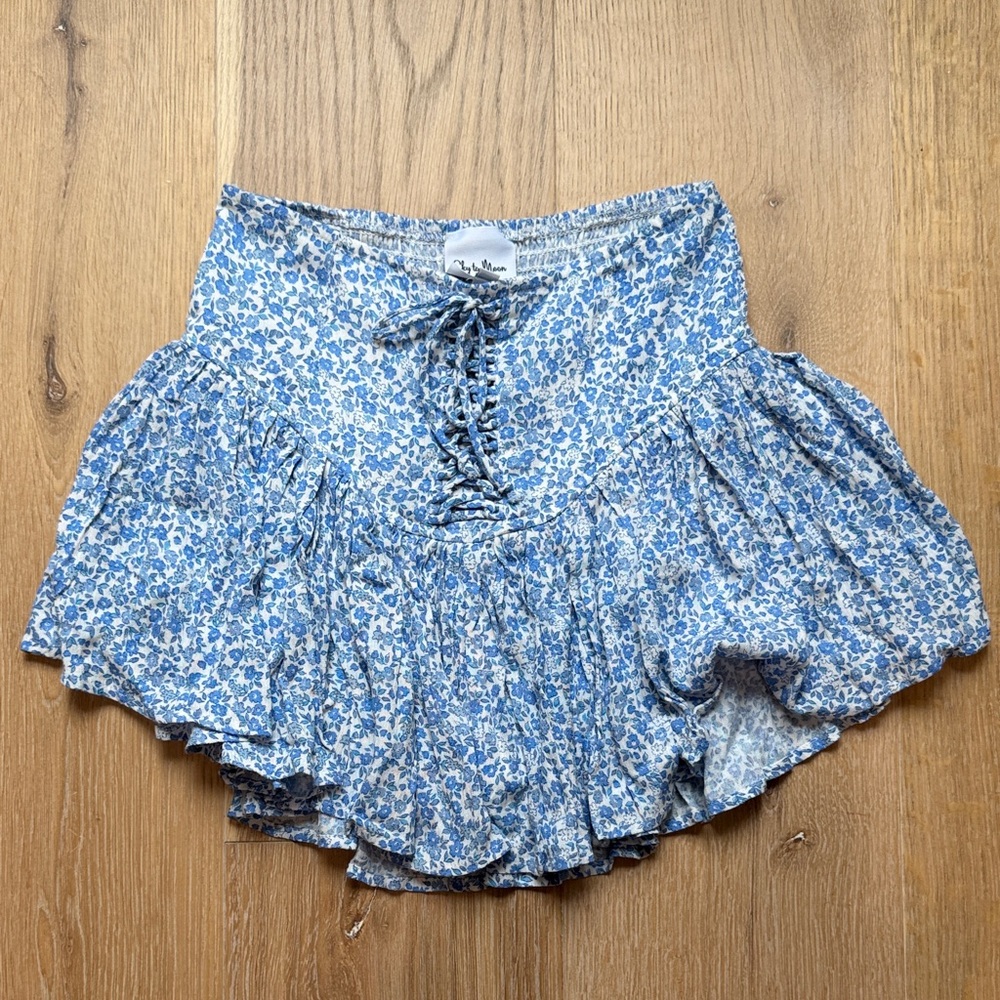 Blue Floral Ruffle Skort - Women's Summer Skort